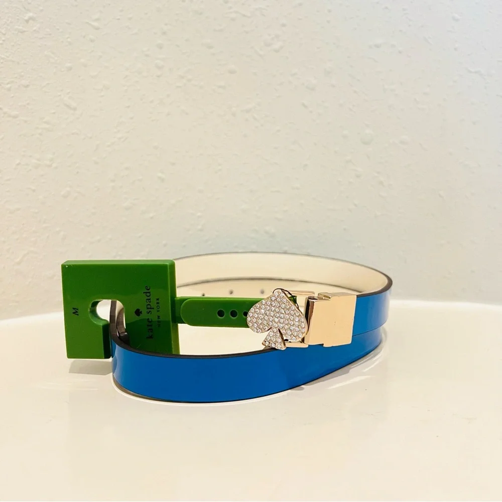 Kate Spade Women’s Twist Reversible Blue White Dress Belt Size M NWT